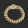 Pulseras Personalizadas para Hombre Hip-Hop Europeo y Americano Cadena Cubana Brillante de Oro de 14K Tendencia Versátil Joyería Transfronteriza Accesorios Más Vendidos