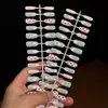 Estrellas con Estampado de Leopardo 30 Uñas Portátiles Hechas a Mano con Cuentas de Cristal y Efecto Ojo de Gato, Puntas de Uñas Pre-hechas de Nuevo Estilo