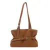 Bolsa de Axila Retro Suede Melanóide Feminina Grande Capacidade Bolsa Tote com Cinto Personalidade Bolsa de Mão/Ombro Fashion