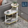 Mesa auxiliar móvil de lujo ligero de losa de roca para uso doméstico, estante de almacenamiento lateral para sofá de sala de estar con ruedas, mesa de centro pequeña con almacenamiento multicapa
