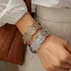 Pulseira de Retalhos Coração Florido Europeia e Americana Vintage Desgastada Alta Elasticidade, Moda Transfronteiriça Nicho Joia de Pulseira de Alta Qualidade
