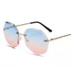 Gafas de Sol Estilo Nuevo para Mujer, Sin Marco, Corte de Diamante, Lentes Poligonales, Gafas de Sol Modernas Anti-UV, Gafas para Mujer