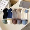 Calcetines de Verano para Hombre Calcetines Finos de Doble Aguja para Hombre Calcetines de Barco Rayados con Bloques de Color para Hombre Absorbentes del Sudor Transpirables Zhuji Calcetines para Hombre al por Mayor