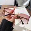 Óculos de Sol Retrô Sem Armação Curvo de Uma Peça Moda High-end Óculos de Vestir Óculos de Sol Decorativos com Letras Personalizadas