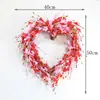 Guirnalda Artificial Corazón Rojo y Rosa de 40 cm Más Vendida Transfronteriza Decoración Colgante para Puerta de Casa Día de San Valentín Flor de Primavera