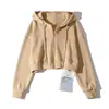 Cardigan Curto Casual Estilo Preguiçoso Americano Jaqueta Esportiva Retro Solta com Capuz Cordão Zíper Moletom