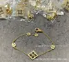Pulseira Buccellati escovada a laser flor única três flores cinco flores trevo de quatro folhas feminino jacquard estilo corte pedra olho de tigre joias