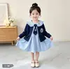 Novo Vestido Versátil Estilo Coreano Doce Lindo Coelho Gola Boneca Elegante para Meninas na Primavera e Outono