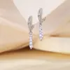 Brincos de Gota de Zircônia de Luxo Leve Estilo Europeu e Americano para Mulheres, Brincos Geométricos de Strass Únicos e Elegantes