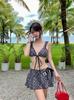 Novo Maiô de Bolinhas 2025 Feminino Sexy Bikini Conjunto de Três Peças Super Revelador Sexy Maiô de Luxo
