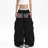 Pantalones Casuales Plegados de Paracaidista Multibolsillos Americanos Unisex Marca de Moda Pierna Ancha Suelta Pantalones a Prueba de Viento Pierna Recta Pantalones Deportivos