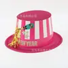 Chapéu Alto com Pó Dourado Estampado com Feliz Ano Novo Plástico PVC Chapéu Moda Festa de Ano Novo Especial Chapéu Imprimível Logo