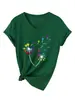 Amazon eBay Estación Independiente Moda Casual Divertida para Mujer Diente de León Huellas Coloridas Camiseta de Manga Corta con Cuello en V Comercio Exterior