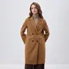 Abrigo Reversible Estilo Europeo de Doble Botonadura para Mujer, Abrigo de Longitud Media Ajustado para el Trabajo, Abrigo Exterior de Lana Pura con Solapa de Nuevo Estilo