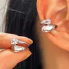 Brinco Ear Cuff Zircônia Gota d'Água Super Brilhante Cruzado Sem Furo Luxo Leve Estilo Frio High-End Nicho Exquisito Clipe de Orelha Brinco