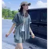 Shorts Jeans Feminino Moda Estilo Pequeno Chanel 2025 Emagrecedor Casual Conjunto de Duas Peças Profissional Roupa de Verão Esconde Gordura Novo Estilo Europeu
