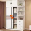 Armario para uso doméstico en el dormitorio, puertas correderas de madera maciza, nuevo modelo popular 2026, almacenamiento para apartamentos de alquiler, armario grande fácil de montar