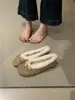 Sapatos Peludos Quentes de Pelúcia Retrô para Mulheres 2026 Inverno Plus Veludo Sapatilhas de Dedo Dividido Botas de Neve Francesas Sapatos de Algodão Slip-On
