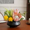 Mesa de centro floral simulada de lujo de alta gama, mesa de comedor para sala de estar, adornos de flores artificiales, jarrón geométrico creativo, decoración de hotel, arreglo floral