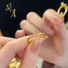Anillo Jianyue de Larga Duración Sin Decoloración Oro Arena Diamante Rosa Gota de Agua para Mujer, Anillo de Corona de Reina de Alta Gama, Anillo para Dedo Índice para Mujer