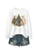 Amazon Wish loja independente moda casual versátil feminina árvore de Natal estampa de leopardo xadrez poá estrela de cinco pontas moletom