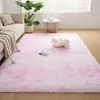 Alfombra Tie-Dye de Lana de Seda Estilo Nórdico Dormitorio Balcón Ventana Saliente Degradado Pelo Largo Gruesa Felpudo Amazon Comercio Exterior Mayorista