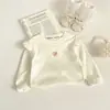 Nova Camiseta Infantil Estilo Outono Falsa Duas Peças, Camiseta Básica Manga Longa para Meninas Estilo Coreano, Camiseta Manga Longa