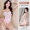 Ropa Interior Sexy Uniforme de Conejita Sexy Entrepierna Abierta Tentación Pasión Caliente Coqueteo Vestido de Sirvienta Perspectiva Rosa