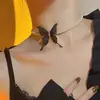 Collar de Mariposa de Malla con Perlas para Mujer Estilo Fresco Corto Cadena Personalizada para Clavícula Gargantilla Collar Sencillo Elegante