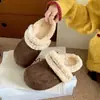 Pantuflas Retro Marrones de Suela Gruesa y Peludas para Mujer, Para Usar al Aire Libre, Nuevo Estilo 2026, Cálidas para Otoño/Invierno, De Doble Uso, Pantuflas de Algodón Birkenstock