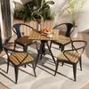Mesa y Silla de Ocio para Exteriores Patio Exterior Madera Anticorrosiva Combinación de Mesa y Silla para Comedor Exterior Mesa Cuadrada Redonda Elevable para Balcón del Hogar