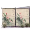 Nova cortina de privacidade para grade de varanda com pintura a tinta estilo chinês de lótus, cortina de privacidade para villa, tela de privacidade para grade de terraço, tecido à prova de chuva e à prova d'água