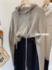 2025 Otoño Tejido con Capucha para Mujer 100% Lana Pura Tejido de Clase Europea para Otoño e Invierno Ropa Interior con Capucha Sudadera con Capucha
