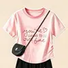 Conjunto de Dos Piezas para Niña de Verano: Top de Manga Corta con Letras Estilo Universitario, Encaje de Moda con Lazo, Pantalones Largos Casuales de Pierna Ancha