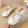 Sapatos Pequenos de Couro para Meninas 2026 Nova Coleção Primavera e Outono Sola Macia Sapatos de Princesa da Moda Versáteis Pérolas Mary Jane Flats