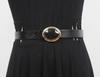 Elegante cinturón delgado de remaches plateados con hebilla de pasador para combinar con todo, cinturón para jeans de mujer, accesorios estrechos decorativos para vestido, moda