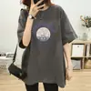 Camiseta de Lactancia para Maternidad, Top de Manga Corta de Longitud Media para Mujer, Holgado, Talla Grande, Camiseta Base de Lactancia de Verano para Mujer
