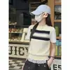 Conjunto de verano estilo coreano: Camiseta de manga corta de dos piezas falsas a rayas de albaricoque para mujer, top holgado super popular 2026 que reduce la edad