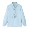 Linda Blusa de Gasa con Lazo Ropa Profesional para Mujer Formal Blanca Top Interior Entrevista Camisa de Manga Larga Verano