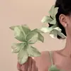 Estilo Vacacional Estilo Ins Nueva Flor Artificial Verde Pasador Pinza para el Cabello Atrezzo Fresco para Fotos Versátil Hanfu Playa