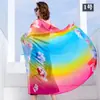 Bufanda Nueva de Gasa para Mujer Larga Primavera Otoño Verano Delgada de Mediana Edad Estampada Chal Protector Solar Bufanda de Playa