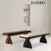 Banco longo estilo vintage francês para quarto, banco de cabeceira, banco para trocar sapatos na entrada, madeira de freixo de luxo leve, banco longo para sala de jantar, sala de chá