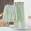 Pijama Infantil de Algodão Nuvem para Meninas, Conjunto de Roupa de Casa Fina de Manga Longa para Primavera e Outono para Meninas Mais Velhas