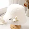 Chapéu de Pescador Feminino Outono e Inverno Novo Estilo Desenho Animado Ragdoll Moda Rosto Exposto Pequeno Chapéu de Bacia Recheado Chapéu Quente à Prova de Frio