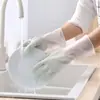 Luvas de limpeza doméstica, luvas de lavar louça, luvas de lavar cozinha, luvas de limpeza doméstica femininas impermeáveis de cor degradê curta.
