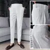 Pantalones de Traje de Negocios para Hombre de Pierna Recta, Estilo Nápoles, Elegantes, de Cintura Alta, Corte Slim, Estilo Británico, Casual de Otoño