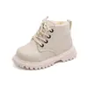 Moda infantil de invierno nuevas botas cortas británicas forradas de polar con cremallera lateral para niños, botas Martin de moda, botas de nieve para niñas
