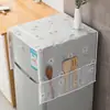 Funda protectora multifuncional para refrigerador, diseño simple y elegante para salas de estar, impermeable y resistente al aceite, con bolsillos colgantes de almacenamiento y una tela a prueba de polvo para la parte superior del refrigerador