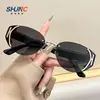Óculos de Sol Estilo Gatinho Retrô Spice Girls Europeus e Americanos Sensação Avançada Finos Distintivos Óculos de Sol de Metal Estilo Celeiro Óculos Batata Doce Masculinos