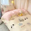 Juego de ropa de cama de algodón para dormitorio de estudiante universitario de tres piezas, sábana de algodón puro, funda de edredón, protector de colchón, juego completo de ropa de cama individual